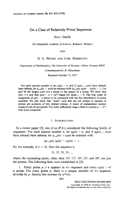 On a Class of Relatively Prime Sequences