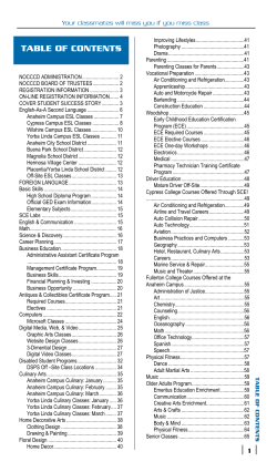 table of contents - SCE Class Schedule