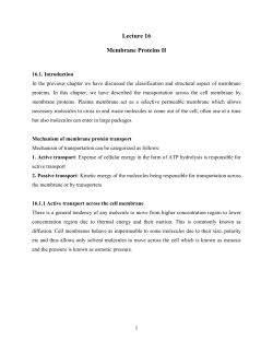 Lecture 16 Membrane Proteins II