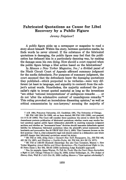 Fabricated Quotations as Cause for Libel Recovery by a Public Figure