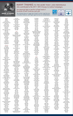 2011-2012 Contributors - NC Access to Justice Campaign