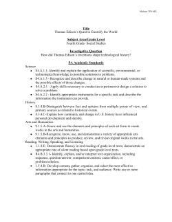 Thomas Edison`s Quest to Electrify the World