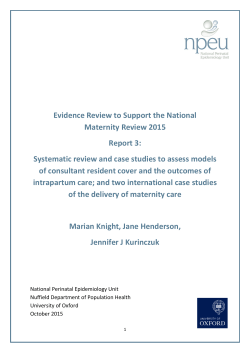 NPEU report 3 &ndash; models of care evidence report