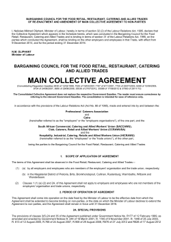 BARGAINING COUNCIL FOR THE TEAROOM, RESTAURANT AND