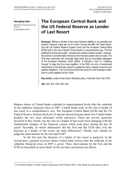 The European Central Bank and the US Federal Reserve as Lender