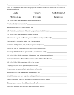 Locke Montesquieu Voltaire Beccaria Wollstonecraft Rousseau