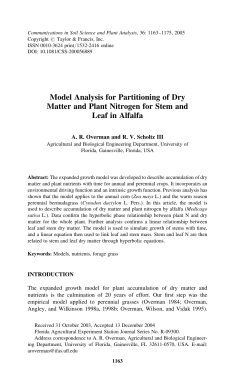 Model Analysis for Partitioning of Dry Matter and Plant