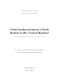 A brief intellectual history of Early Realism in IR: a Critical