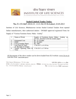 Tender for Supply and installation of furniture