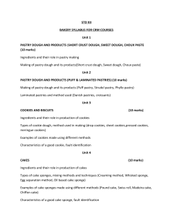 STD XII BAKERY SYLLABUS FOR CRM COURSES Unit 1 PASTRY