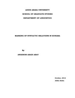 MARKING OF SYNTACTIC RELATIONS IN KUNAMA