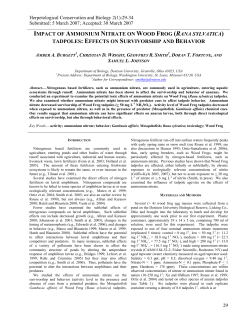 impact of ammonium nitrate on wood frog (rana sylvatica) tadpoles