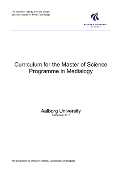 Curriculum for the Master of Science Programme in Medialogy