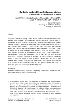 Syntactic probabilities affect pronunciation variation in spontaneous