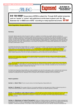 State Regulatory Responsibility Act