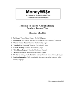 Talking to Teens about Money - Seminar Lesson Plan Packet (English)