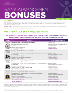 Rank Advancement Bonuses