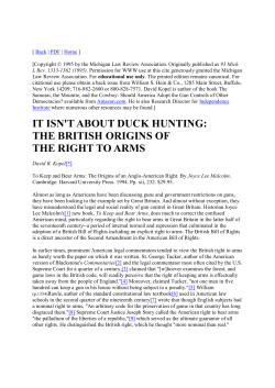 it isn`t about duck hunting: the british origins of the right to arms
