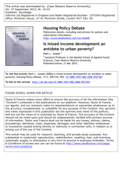 Is Mixed-Income Development an Antidote to Urban Poverty?