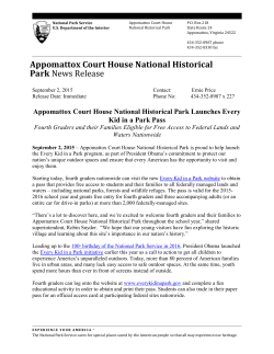 Appomattox Court House National Historical Park News Release