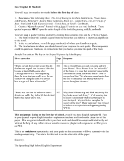 Class of 2019 Summer Reading - Rochester School Department