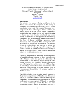 Editorial: What is Criminology? A Control