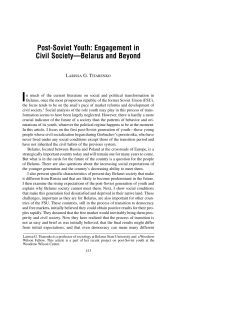 Post-Soviet Youth: Engagement in Civil Society&mdash;Belarus and Beyond