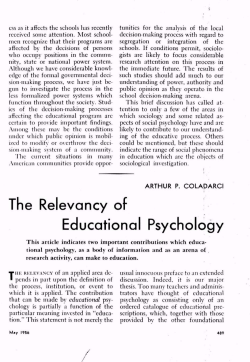 The Relevancy of Educational Psychology