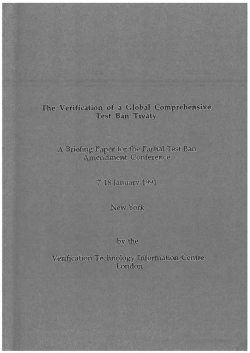 No. 3 The Verification of a Global Comprehensive Test Ban