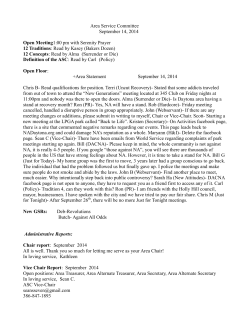 Area Service Committee September 14, 2014 Open