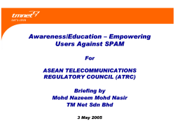 Awareness/Education &ndash; Empowering Users Against SPAM