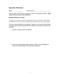 Speciation Worksheet