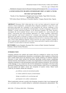 A LEXICO-SEMANTIC READING OF ROSEMARY EDE`S AVARICE