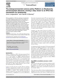 The Intergovernmental science-policy Platform on Biodiversity