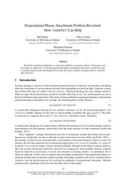 Prepositional Phrase Attachment Problem Revisited: how Verbnet
