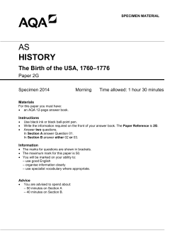 AS History Specimen question paper Paper 2G