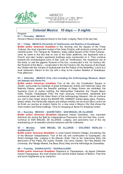 Colonial Mexico 10 days &mdash; 9 nights MEXICO OVERSEAS