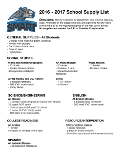 2016 - 2017 School Supply List
