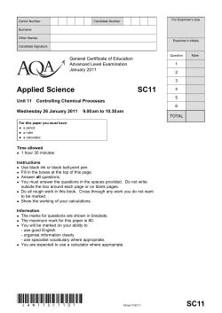 A-level Applied Science Question Paper Unit 11 - Controlling