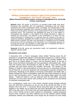 Shifting contraceptive policies in light of risk assessment and