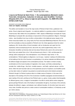 L`&oelig;uvre de Richard de Saint-Victor. 1: De contemplatione (Beniamin