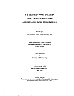 The Communist Party of Canada during the Great Depression