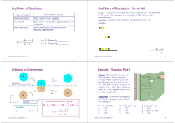 Coefficient of Restitution Coefficient of Restitution: Tennis Ball