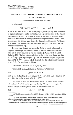 ON THE GALOIS GROUPS OF CUBICS AND TRINOMIALS A