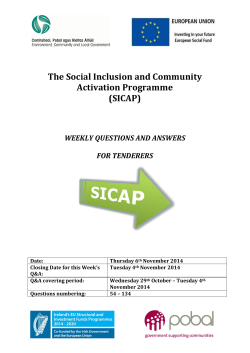 SICAP Wk 3 QAs Tenderers