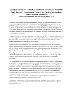 Scientists Statement on the Roundtable on Sustainable Palm Oil`s