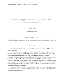 Running head: EQUIVALENT MEASUREMENT MODELS