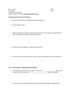 DIA &ndash; A Level Name: Ms. Maclay Date: The Federal Court