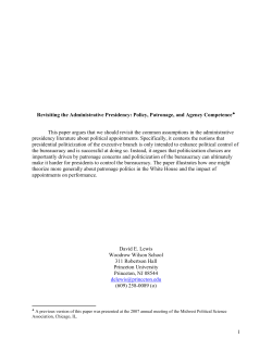 Revisiting the Administrative Presidency: Policy, Patronage, and