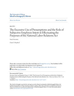 The Excessive Use of Presumptions and the Role of Subjective